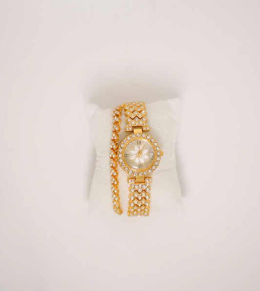 Gold Women watch set